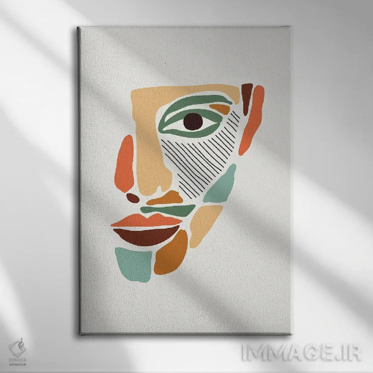 تابلو انتزاعی چهره های انتزاعی رنگی II اثر جی استنلی - نمای روبهرو روی دیوار