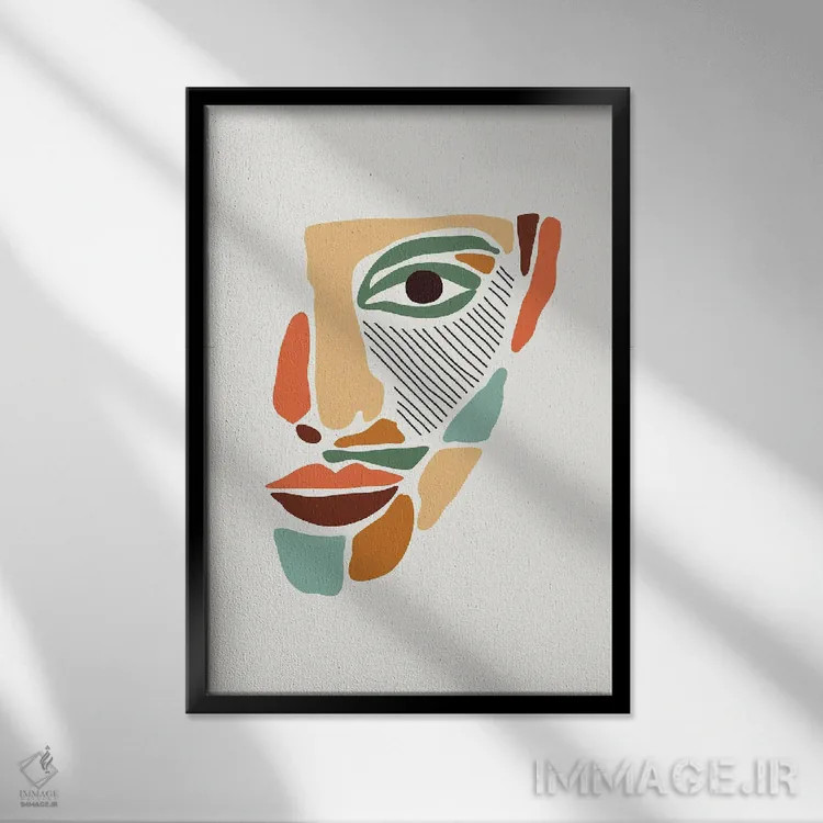 تابلو انتزاعی چهره های انتزاعی رنگی II اثر جی استنلی - نمای قابدار مشکی