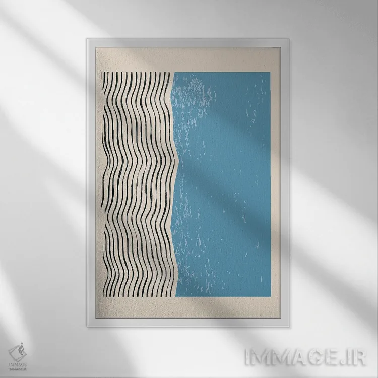 تابلو مینیمال مجموعه خط رنگی سه اثر جی استنلی - نمای قابدار سفید
