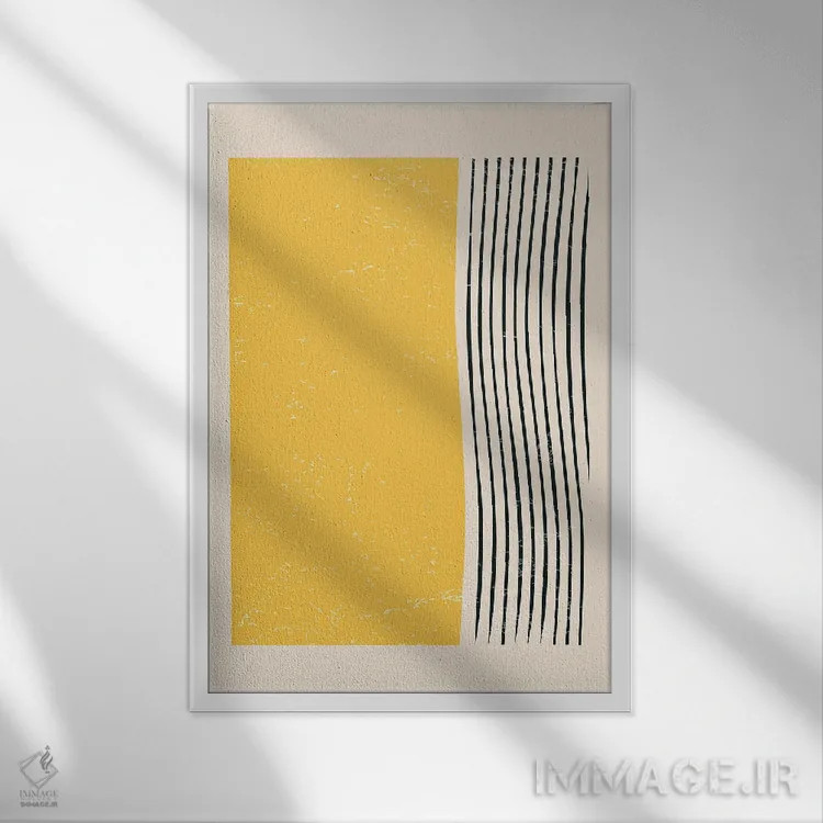 تابلو مینیمال مجموعه خط رنگی چهار اثر جی استنلی - نمای قابدار سفید