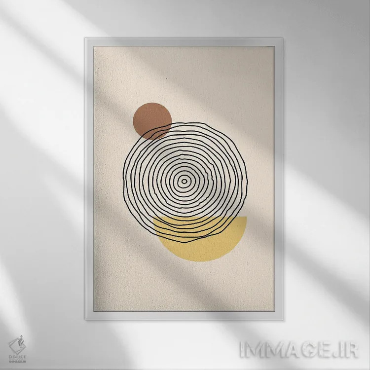 تابلو مینیمال اشکال هندسی انتزاعی سه اثر جی استنلی - نمای قابدار سفید