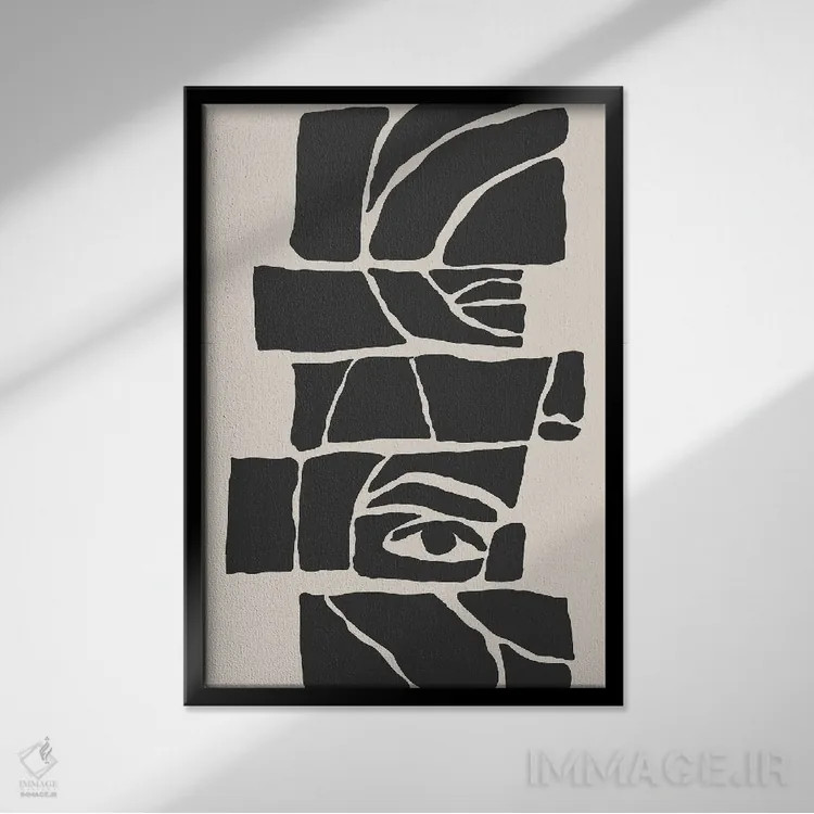 تابلو انتزاعی چهره انتزاعی هفت اثر جی استنلی - نمای قابدار مشکی