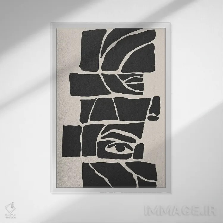 تابلو انتزاعی چهره انتزاعی هفت اثر جی استنلی - نمای قابدار سفید