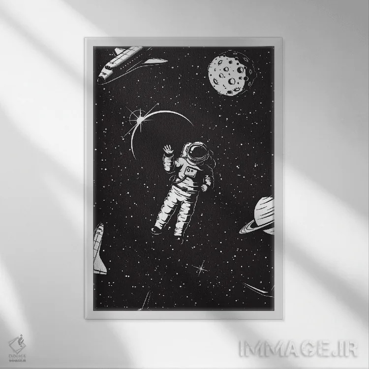 تابلو دکوراتیو سلام فضانورد اثر جی استنلی - نمای قابدار سفید