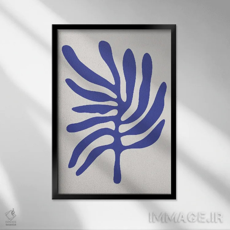 تابلو مینیمال مجموعه آبی هنری ماتیس دو اثر جی استنلی - نمای قابدار مشکی