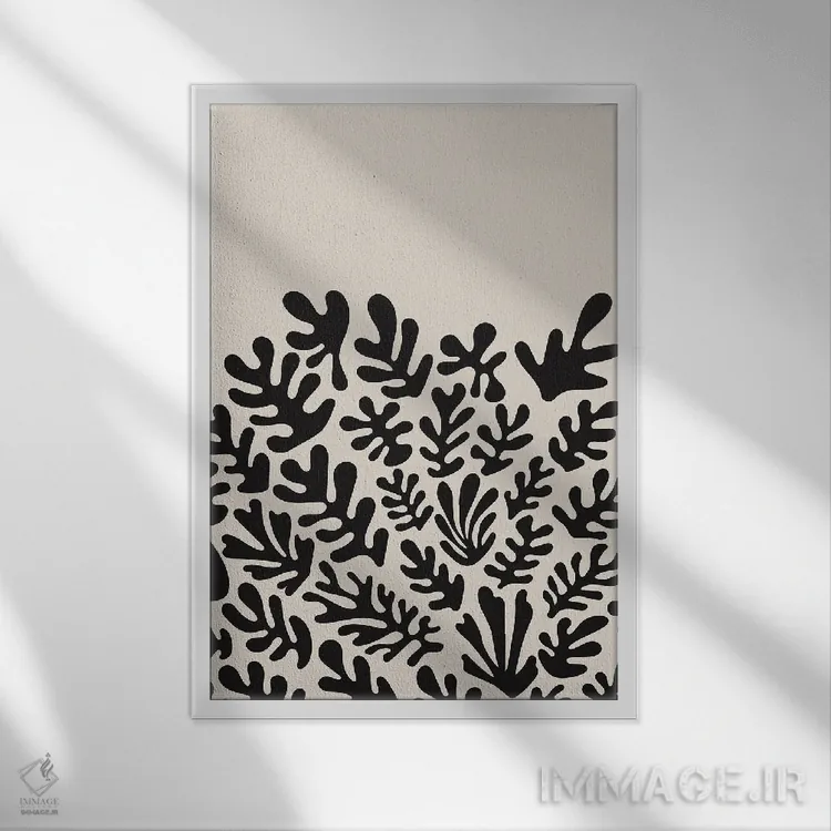 تابلو مینیمال مجموعه جلبک سیاه هنری ماتیس دو اثر جی استنلی - نمای قابدار سفید