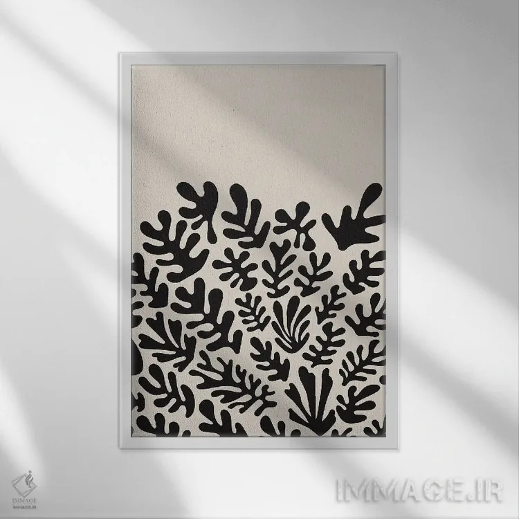 تابلو مینیمال مجموعه جلبک سیاه هنری ماتیس دو اثر جی استنلی - نمای قابدار سفید