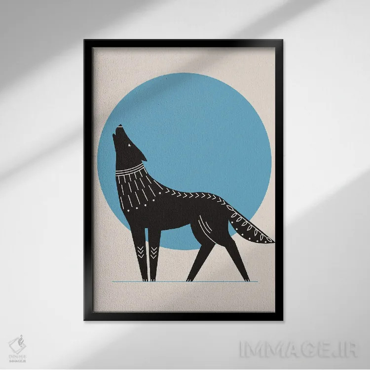 تابلو مینیمال زوزه کشیدن به ماه اثر جی استنلی - نمای قابدار مشکی