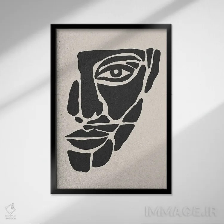 تابلو انتزاعی مجموعه چهره انتزاعی دو اثر جی استنلی - نمای قابدار مشکی