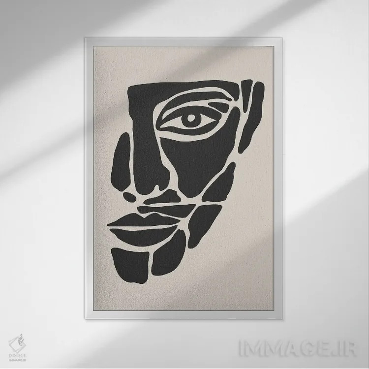 تابلو انتزاعی مجموعه چهره انتزاعی دو اثر جی استنلی - نمای قابدار سفید