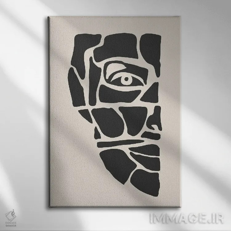 تابلو انتزاعی مجموعه چهره انتزاعی شماره ۳ اثر جی استنلی - نمای روبهرو روی دیوار