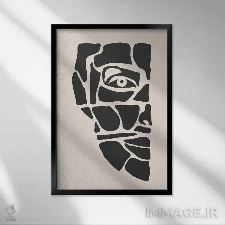 تابلو انتزاعی مجموعه چهره انتزاعی شماره ۳ اثر جی استنلی - نمای قابدار مشکی