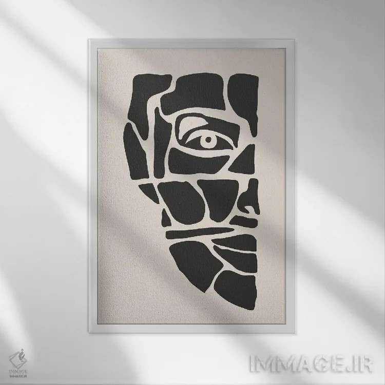 تابلو انتزاعی مجموعه چهره انتزاعی شماره ۳ اثر جی استنلی - نمای قابدار سفید