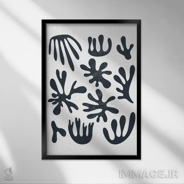 تابلو مینیمال جلبک انتزاعی مینیمال ۱ اثر جی استنلی - نمای قابدار مشکی