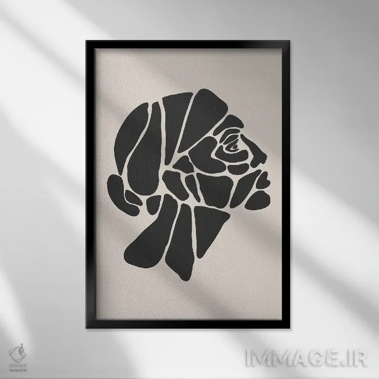 تابلو انتزاعی مجموعه چهره انتزاعی شماره ۴ اثر جی استنلی - نمای قابدار مشکی