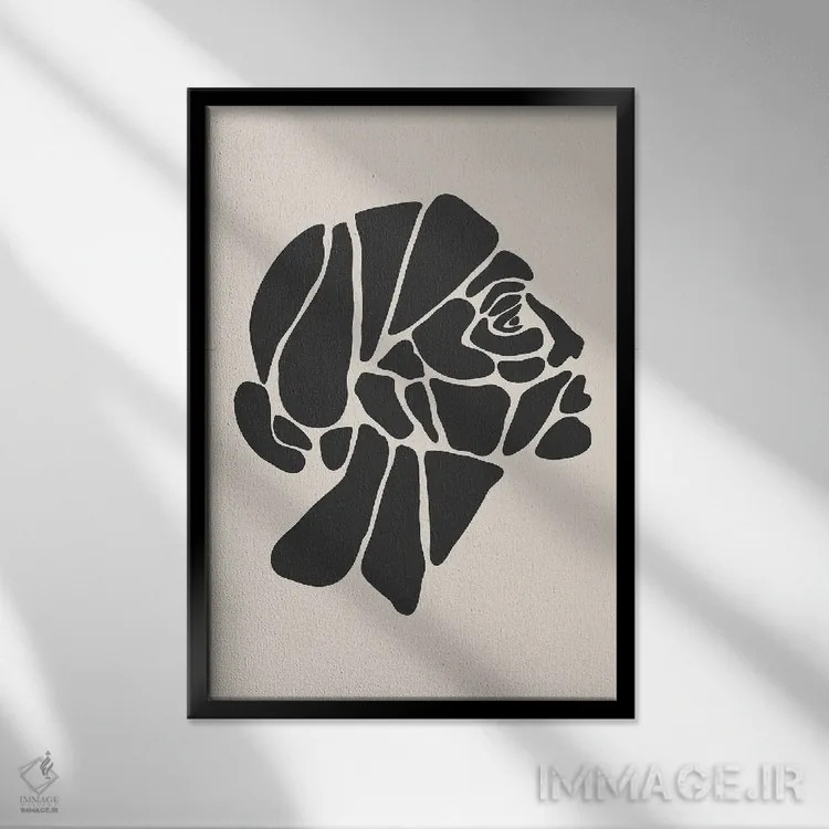 تابلو انتزاعی مجموعه چهره انتزاعی شماره ۴ اثر جی استنلی - نمای قابدار مشکی