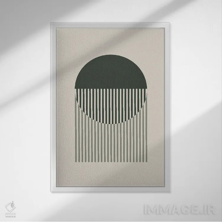 تابلو مینیمال دایره های انتزاعی مینیمال ۴ اثر جی استنلی - نمای قابدار سفید