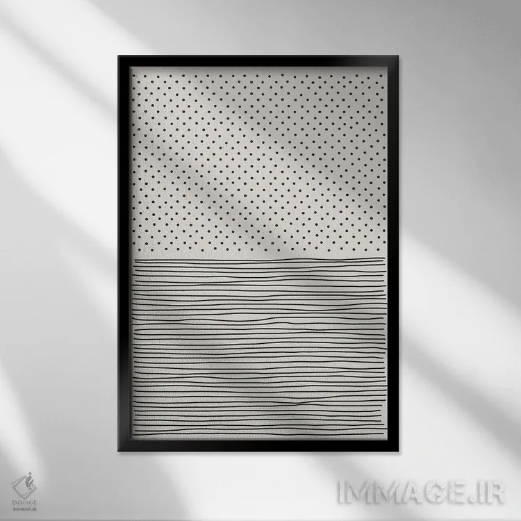 تابلو مینیمال حال و هوای خطی مینیمال ۱ اثر جی استنلی - نمای قابدار مشکی