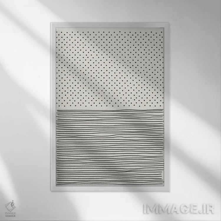 تابلو مینیمال حال و هوای خطی مینیمال ۱ اثر جی استنلی - نمای قابدار سفید