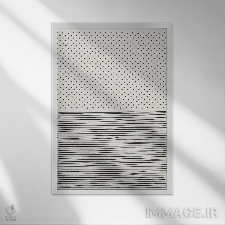 تابلو مینیمال حال و هوای خطی مینیمال ۱ اثر جی استنلی - نمای قابدار سفید