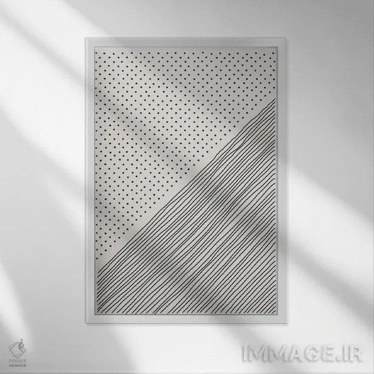 تابلو مینیمال حال و هوای خطی مینیمال ۳ اثر جی استنلی - نمای قابدار سفید