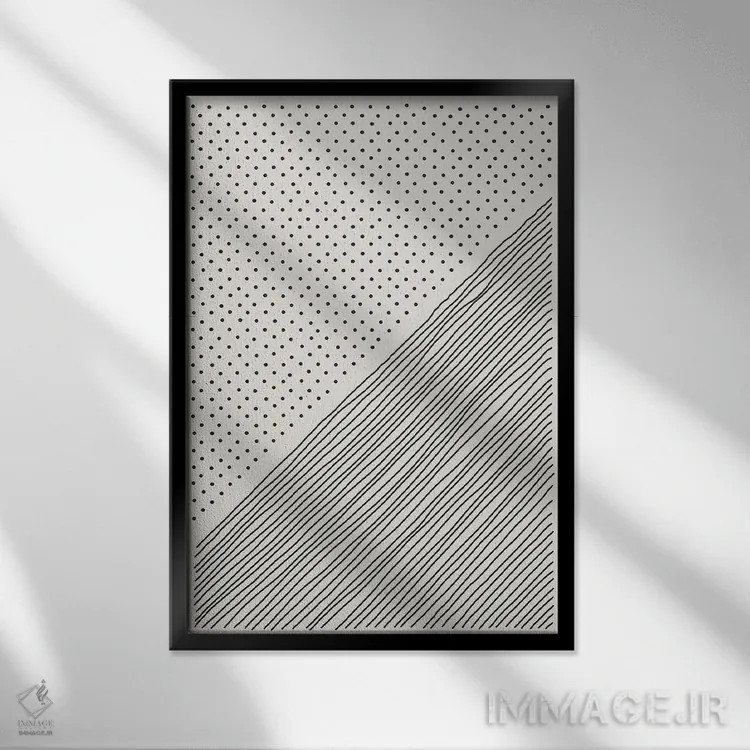تابلو مینیمال حال و هوای خطی مینیمال ۳ اثر جی استنلی - نمای قابدار مشکی