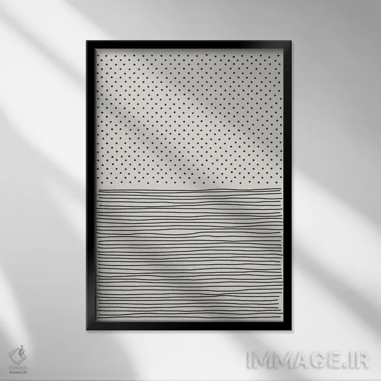 تابلو مینیمال حال و هوای خطی مینیمال ۵ اثر جی استنلی - نمای قابدار مشکی