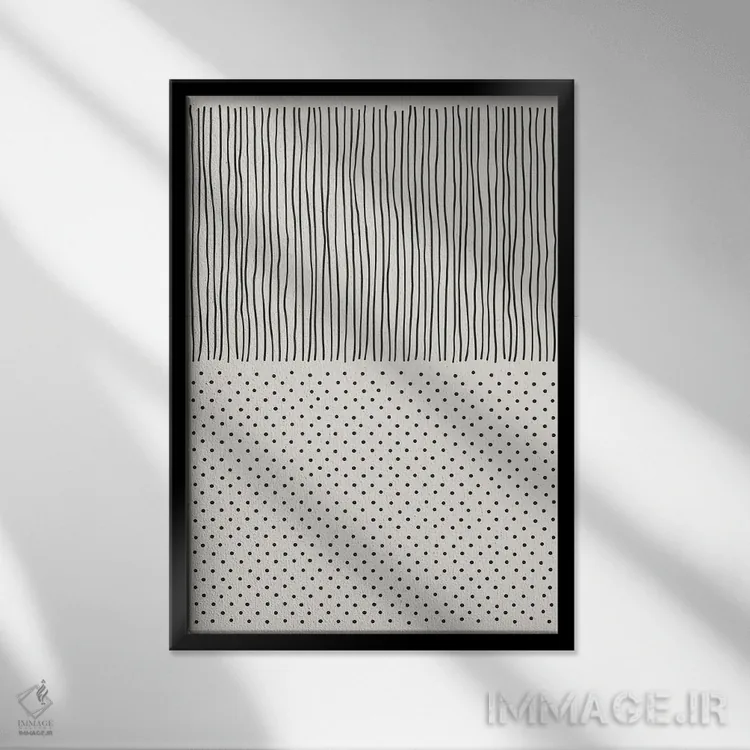 تابلو مینیمال حال و هوای خطی مینیمال ۴ اثر جی استنلی - نمای قابدار مشکی