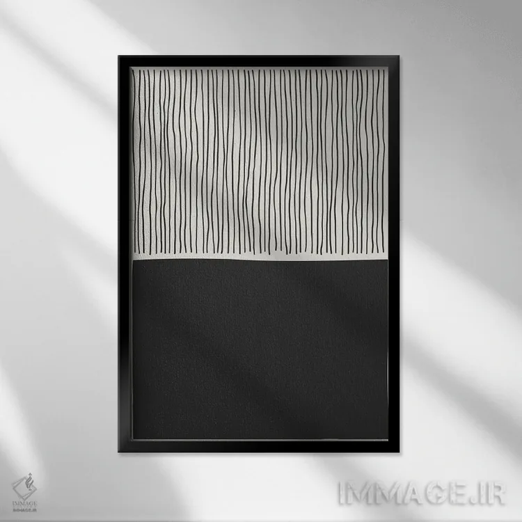 تابلو مینیمال حال و هوای خطی مینیمال ۸ اثر جی استنلی - نمای قابدار مشکی