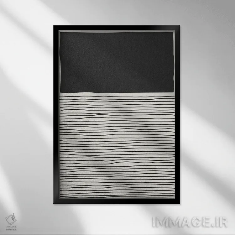 تابلو مینیمال حال و هوای خطی مینیمال ۹ اثر جی استنلی - نمای قابدار مشکی