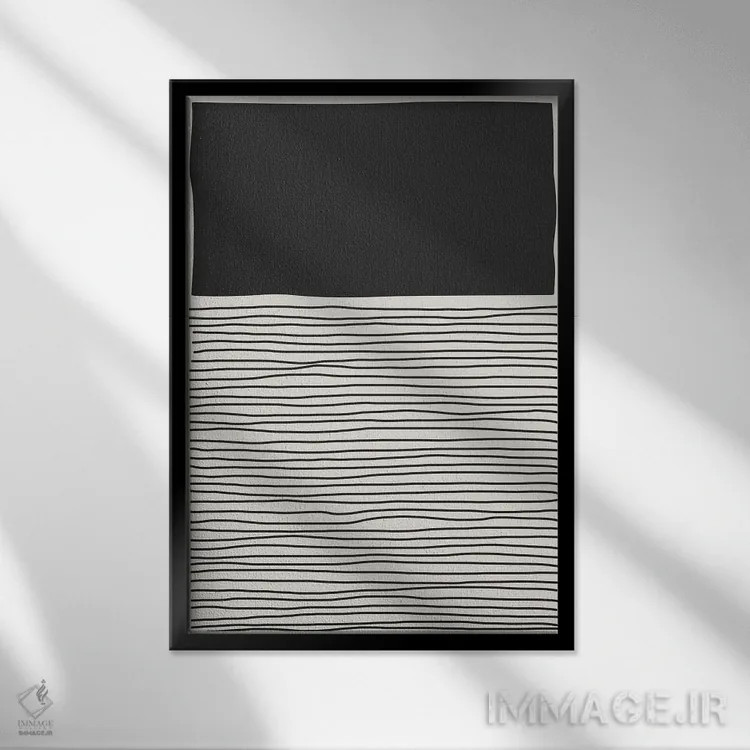 تابلو مینیمال حال و هوای خطی مینیمال ۹ اثر جی استنلی - نمای قابدار مشکی