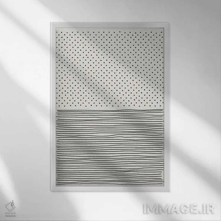 تابلو مینیمال حال و هوای خطی مینیمال ۵ اثر جی استنلی - نمای قابدار سفید