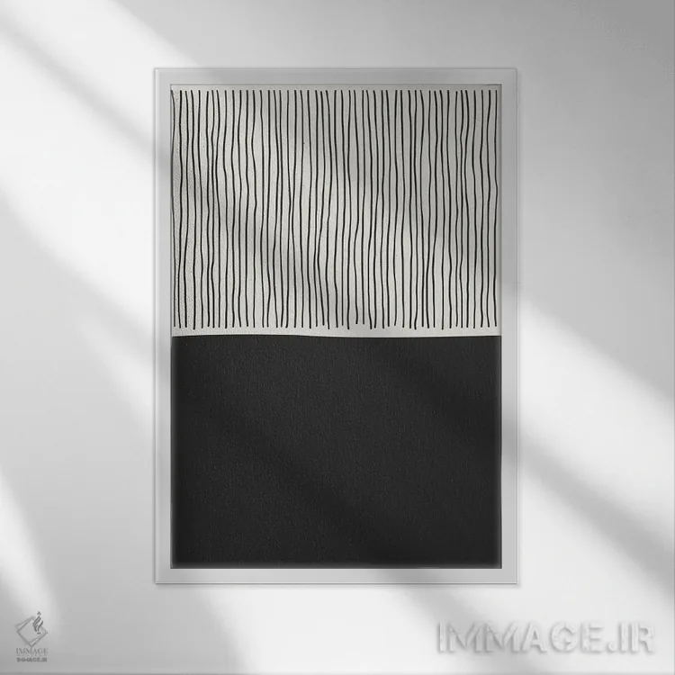 تابلو مینیمال حال و هوای خطی مینیمال ۸ اثر جی استنلی - نمای قابدار سفید