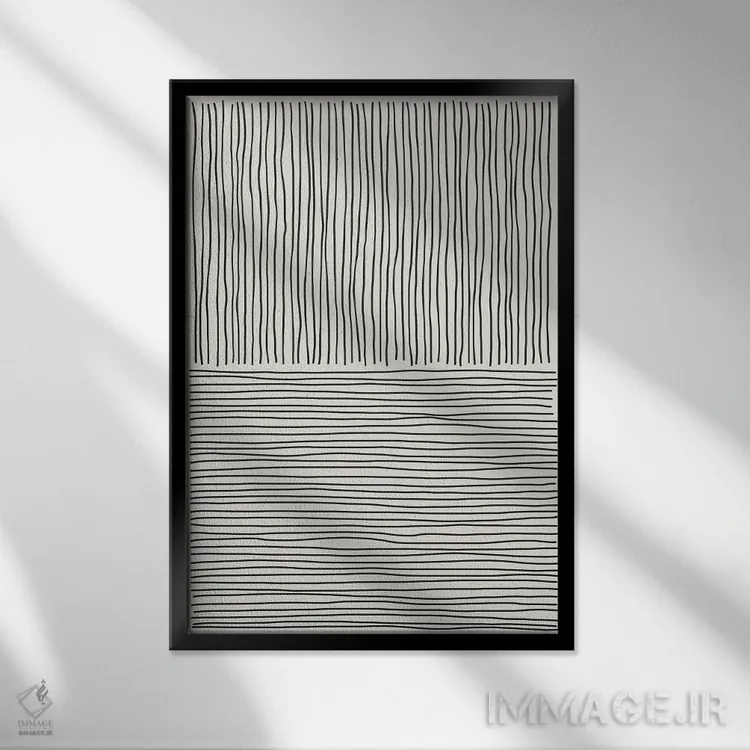 تابلو مینیمال حال و هوای خطی مینیمال ۷ اثر جی استنلی - نمای قابدار مشکی