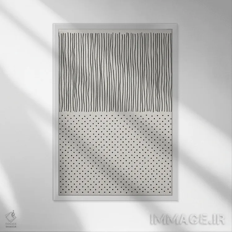 تابلو مینیمال حال و هوای خطی مینیمال ۴ اثر جی استنلی - نمای قابدار سفید