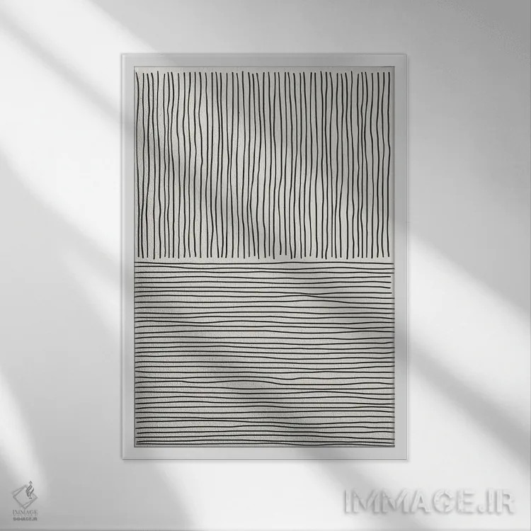 تابلو مینیمال حال و هوای خطی مینیمال ۷ اثر جی استنلی - نمای قابدار سفید