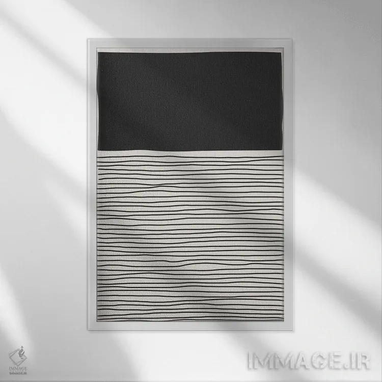 تابلو مینیمال حال و هوای خطی مینیمال ۹ اثر جی استنلی - نمای قابدار سفید