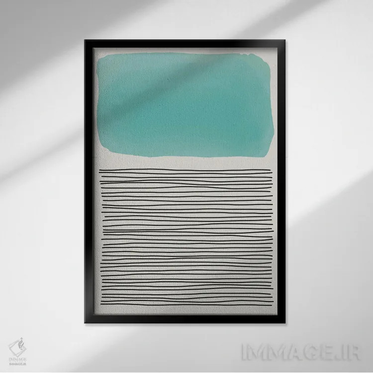 تابلو مینیمال اشکال آبرنگی مینیمال ۳ اثر جی استنلی - نمای قابدار مشکی