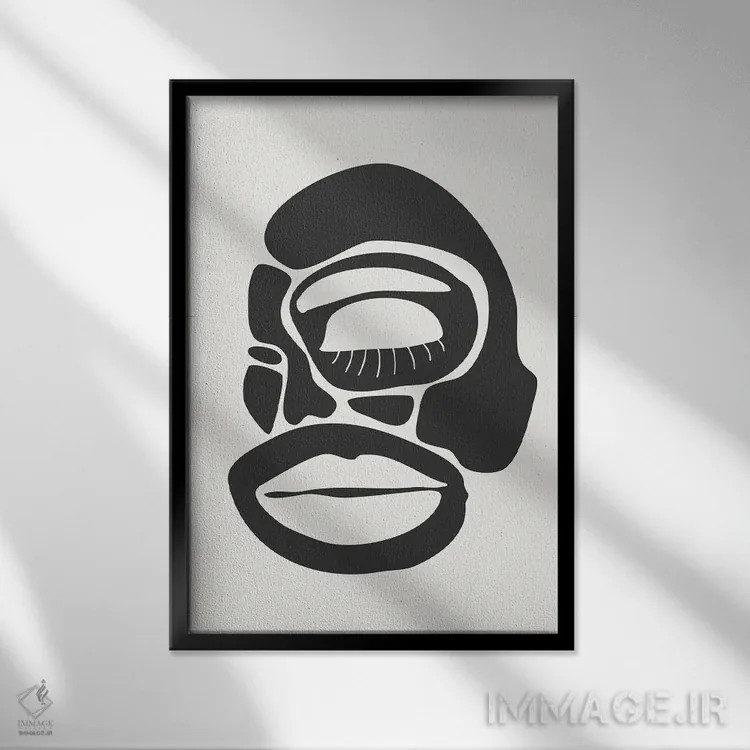 تابلو انتزاعی مجموعه چهره های انتزاعی شماره ۲ اثر جی استنلی - نمای قابدار مشکی