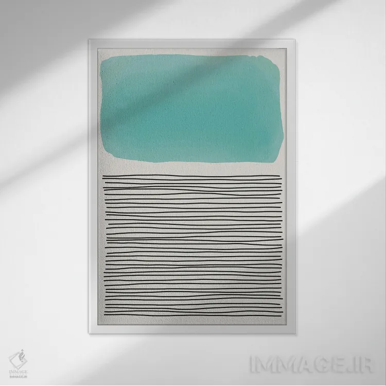 تابلو مینیمال اشکال آبرنگی مینیمال ۳ اثر جی استنلی - نمای قابدار سفید