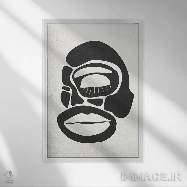 تابلو انتزاعی مجموعه چهره های انتزاعی شماره ۲ اثر جی استنلی - نمای قابدار سفید