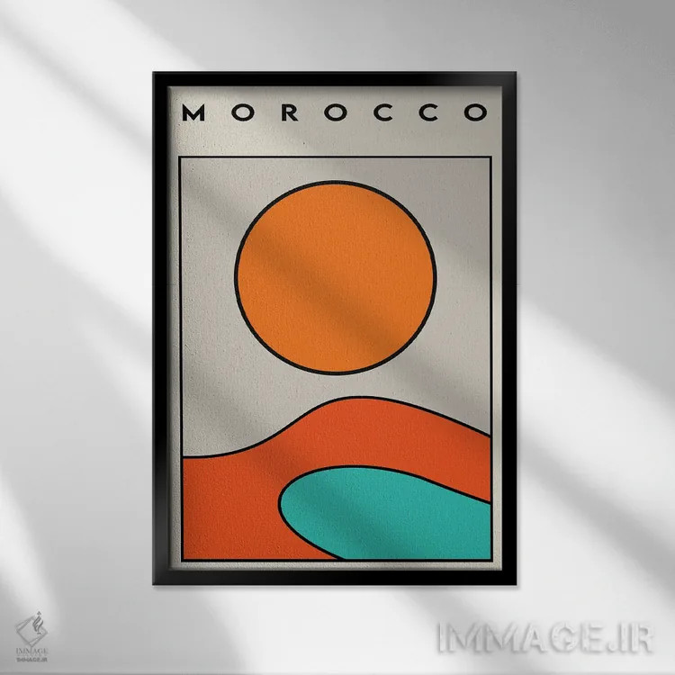تابلو مینیمال حال و هوای مراکش اثر جی استنلی - نمای قابدار مشکی