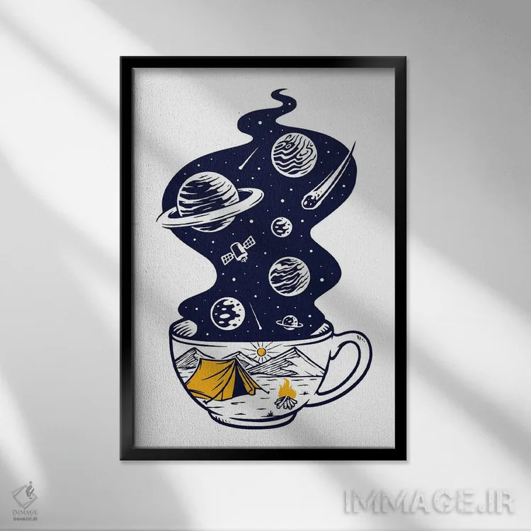 تابلو دکوراتیو لیوان فوق العاده اثر جی استنلی - نمای قابدار مشکی