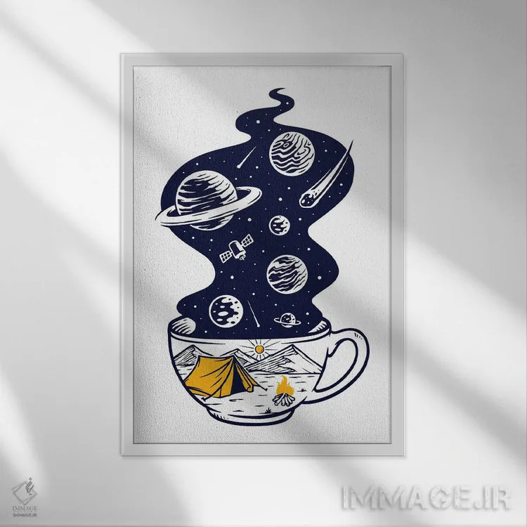 تابلو دکوراتیو لیوان فوق العاده اثر جی استنلی - نمای قابدار سفید