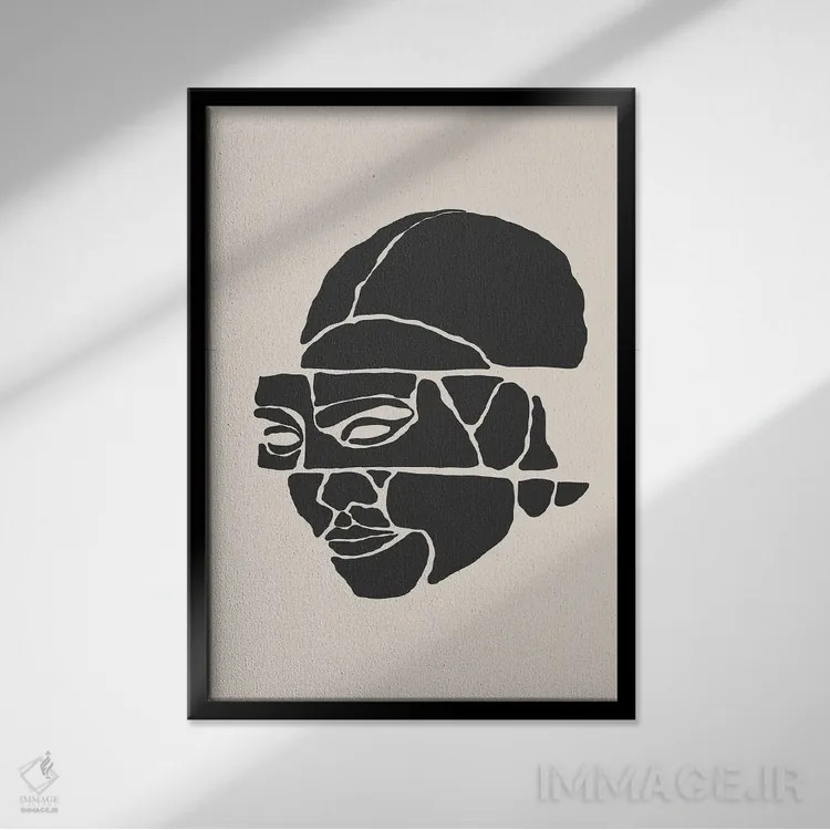تابلو انتزاعی مجموعه چهره های انتزاعی شماره ۱ اثر جی استنلی - نمای قابدار مشکی