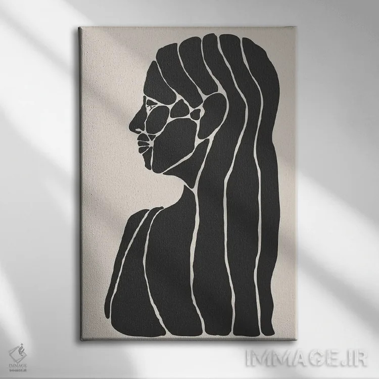 تابلو انتزاعی مجموعه چهره های انتزاعی شماره ۲ اثر جی استنلی - نمای روبهرو روی دیوار