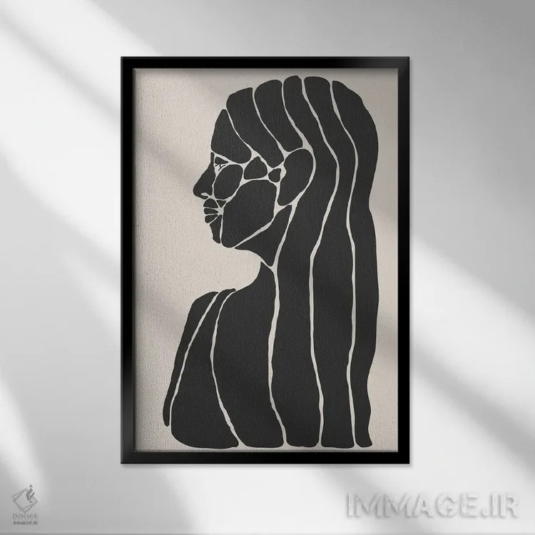 تابلو انتزاعی مجموعه چهره های انتزاعی شماره ۲ اثر جی استنلی - نمای قابدار مشکی