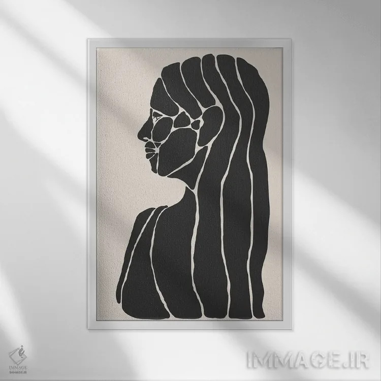 تابلو انتزاعی مجموعه چهره های انتزاعی شماره ۲ اثر جی استنلی - نمای قابدار سفید