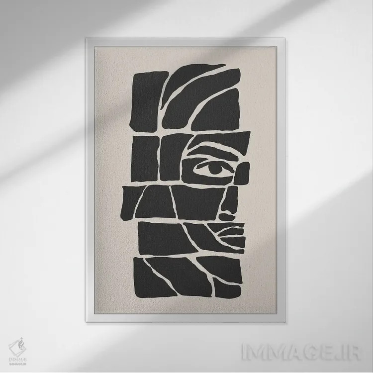 تابلو انتزاعی مجموعه چهره های انتزاعی شماره ۳ اثر جی استنلی - نمای قابدار سفید
