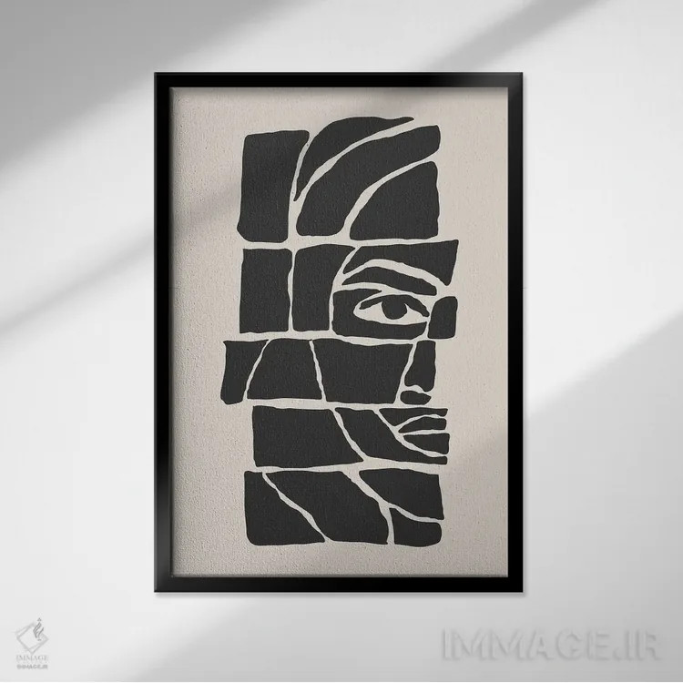 تابلو انتزاعی مجموعه چهره های انتزاعی شماره ۳ اثر جی استنلی - نمای قابدار مشکی